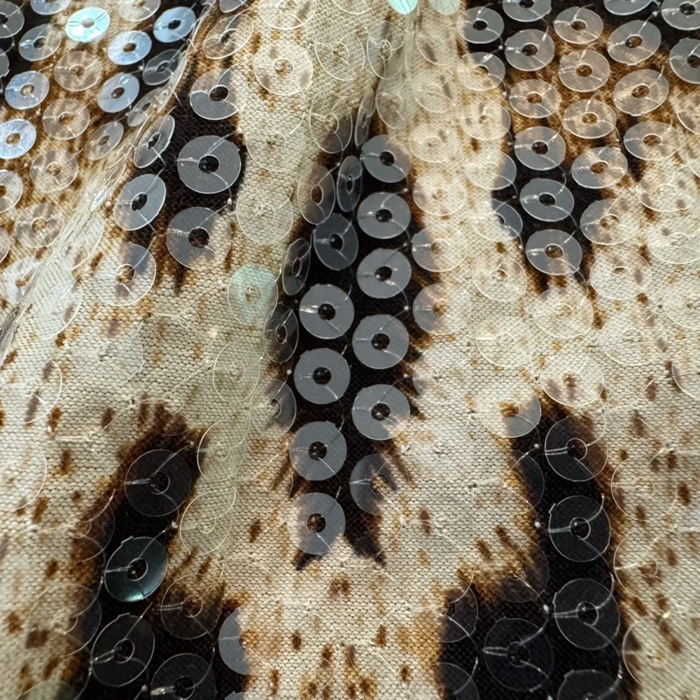 Grey Lab Skirt Brown Black cheetah print sequins Women’s Size M NWT
